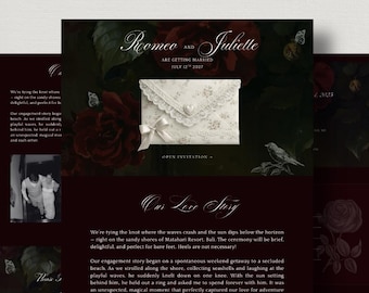 Elegant Wedding Website Template, Editable Online Wedding Invitation Canva Template, Old Money Wedding