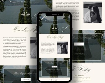 Romantic Wedding Website Template, Modern Canva Design (Digital Download
