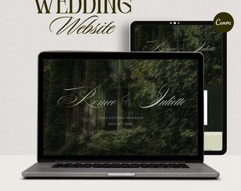 Elegant Wedding Website Template, Editable Canva Invitation (Digital Download)