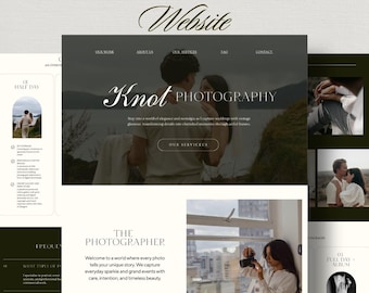 Photography Wedding Website Template, Modern Canva Design (Digital Download