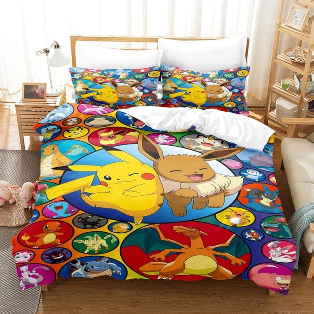 Cartoon Pokemon Pikachu Bedding Set for Boys Home Decor Twin Etsy