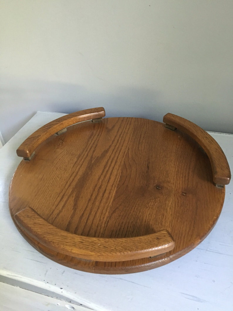 Lazy Susan tray Oak condiment server vintage lazy Susan Etsy