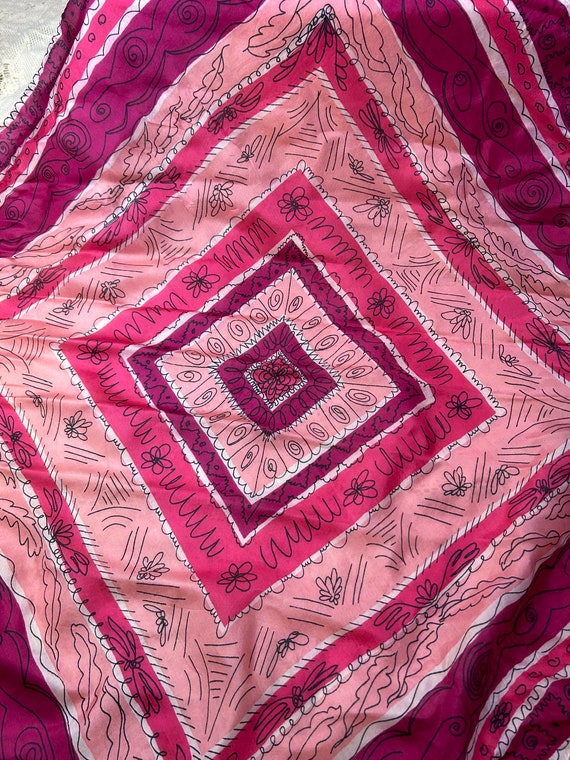 Vintage silk scarf, large silk scarf, vintage, pin