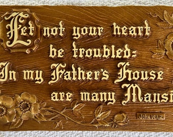 Cicero Bible Press wall hanging, religious wall decor, Let not your heart be troubled, John 14 quote,