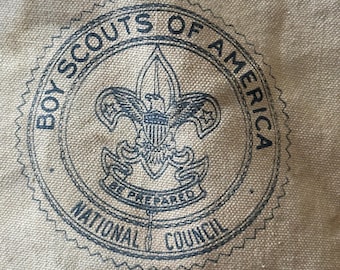 Vintage Boy Scouts duffle bag, vintage canvas bag, National Jamboree Valley Forge 1957 leather patch