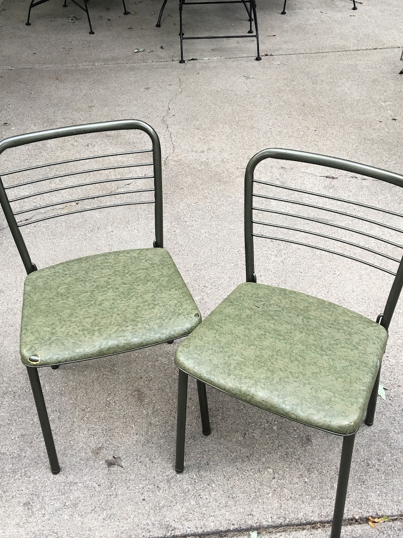 Vintage Cosco Chair Matching Folding Chairs Two Vintage Folding Chairs Avocado Green Folding Chair