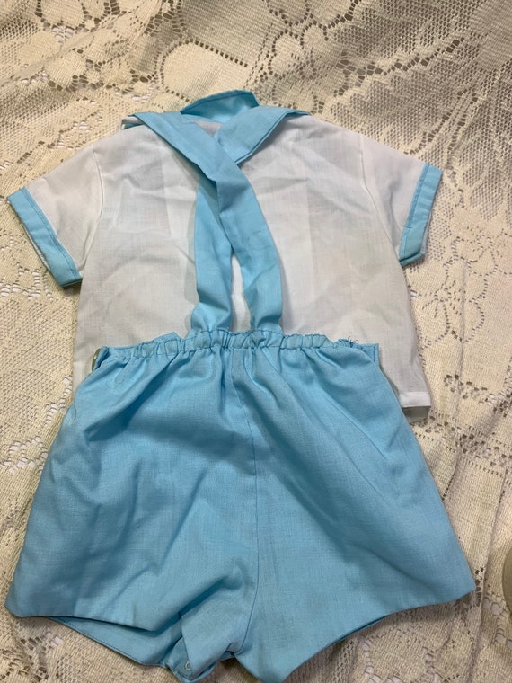 Vintage boys romper, 24M romper, blue romper, puppy romper View 3