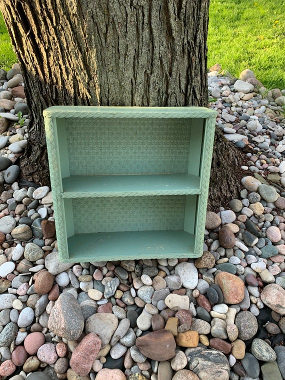 Vintage Wicker Shelf Vintage Wicker Bathroom Shelf Green Etsy