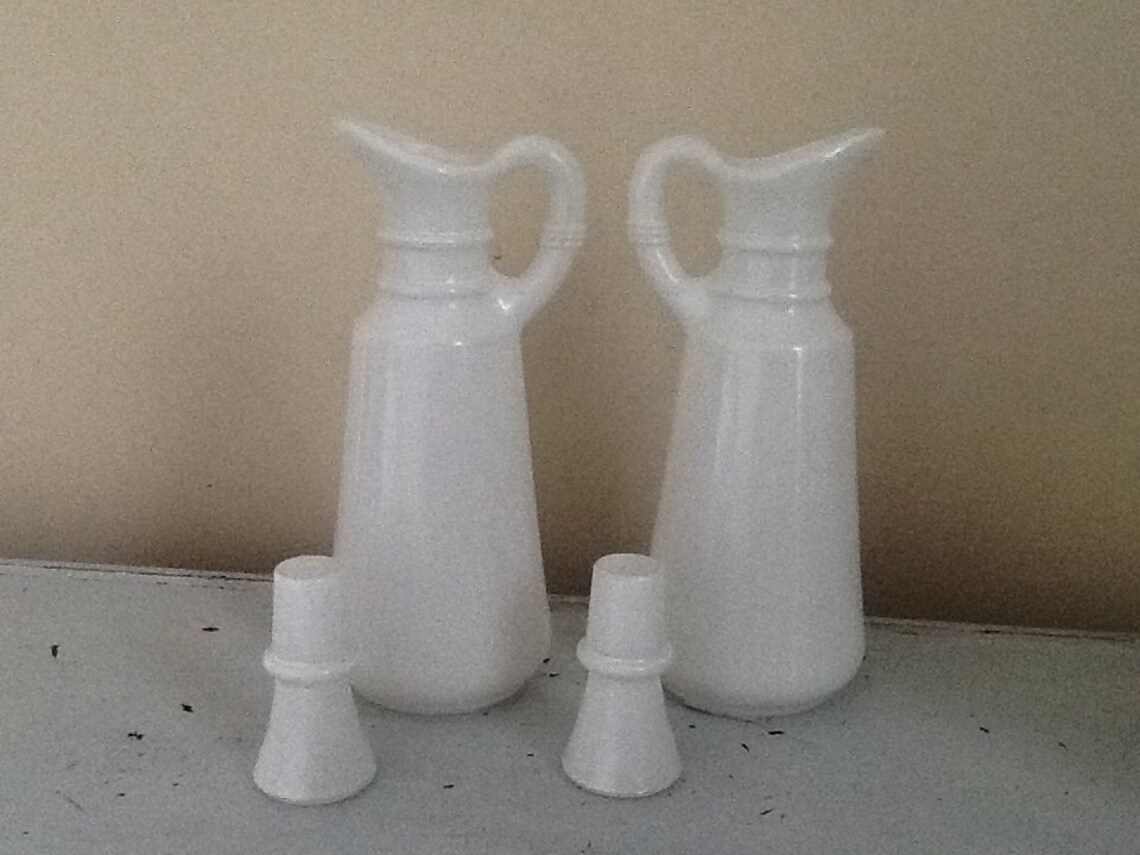 Black and White Rooster Decanters / Oil and Vinegar Cruets / Etsy