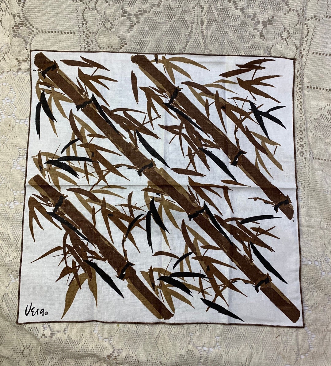 Vintage Napkins, Vintage Vera Napkins, Vintage Dinner Napkins, Brown and White Dinner Napkins Etsy