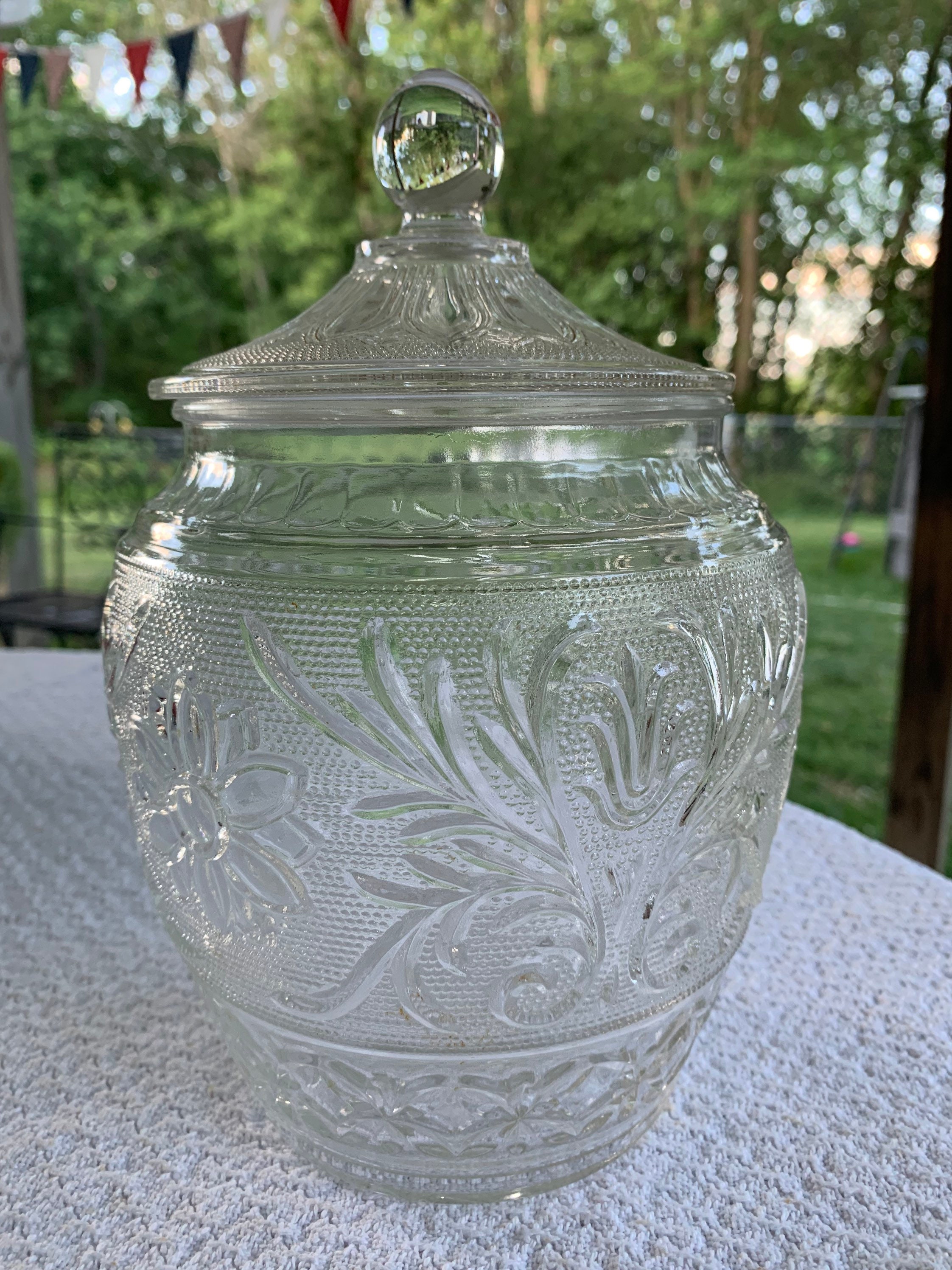 Anchor Hocking Sandwich Style Clear Glass Cookie Biscuit Jar with