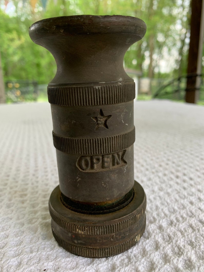 Vintage Brass Fire Hose Nozzle Elkhart Fire Hose Nozzle Etsy