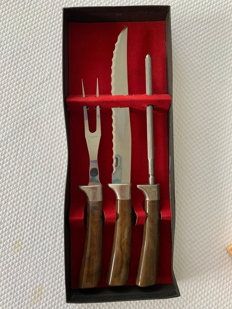 Vintage Sheffield Carving Set Vintage Baklite Carving Set Etsy