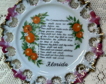 My kitchen prayer wall plaque, vintage Ten Commandments wall plaque, kenmar porclein wall plaque