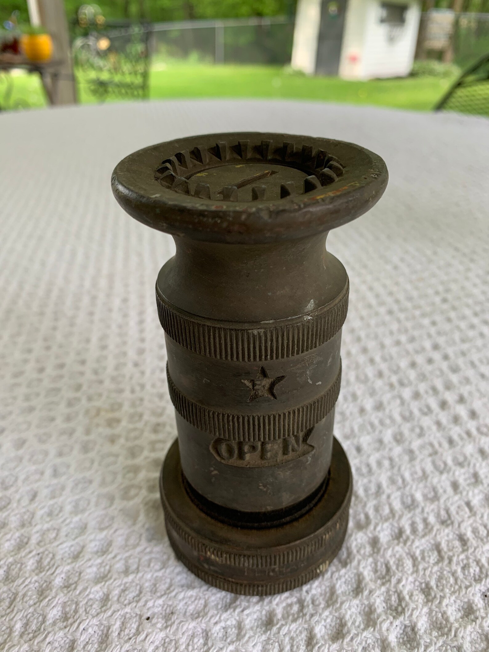 Vintage Brass Fire Hose Nozzle Elkhart Fire Hose Nozzle Etsy