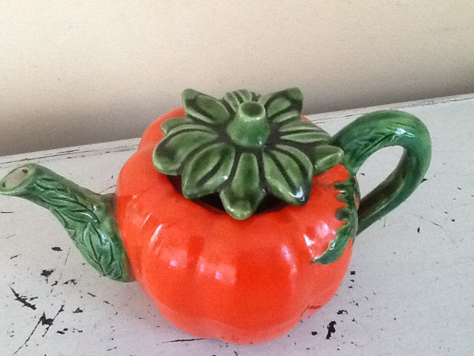Red Teapot / Vintage Teapot / Hand Painted Teapot / Red Tomato Etsy