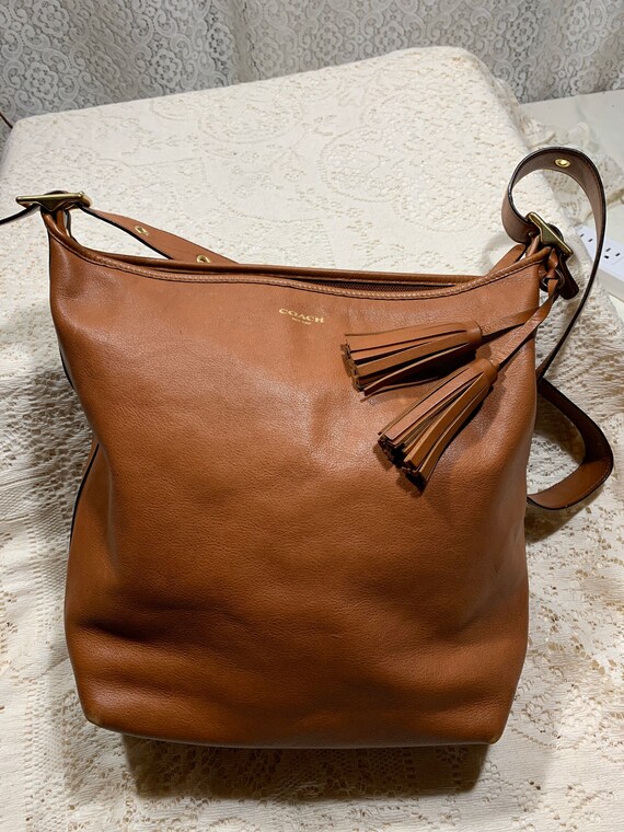 Vintage leather purse, large coach leather purse, 