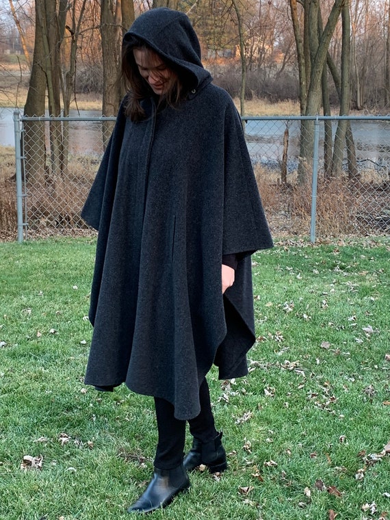 Vintage wool cape, gray wool cape, vintage wool co
