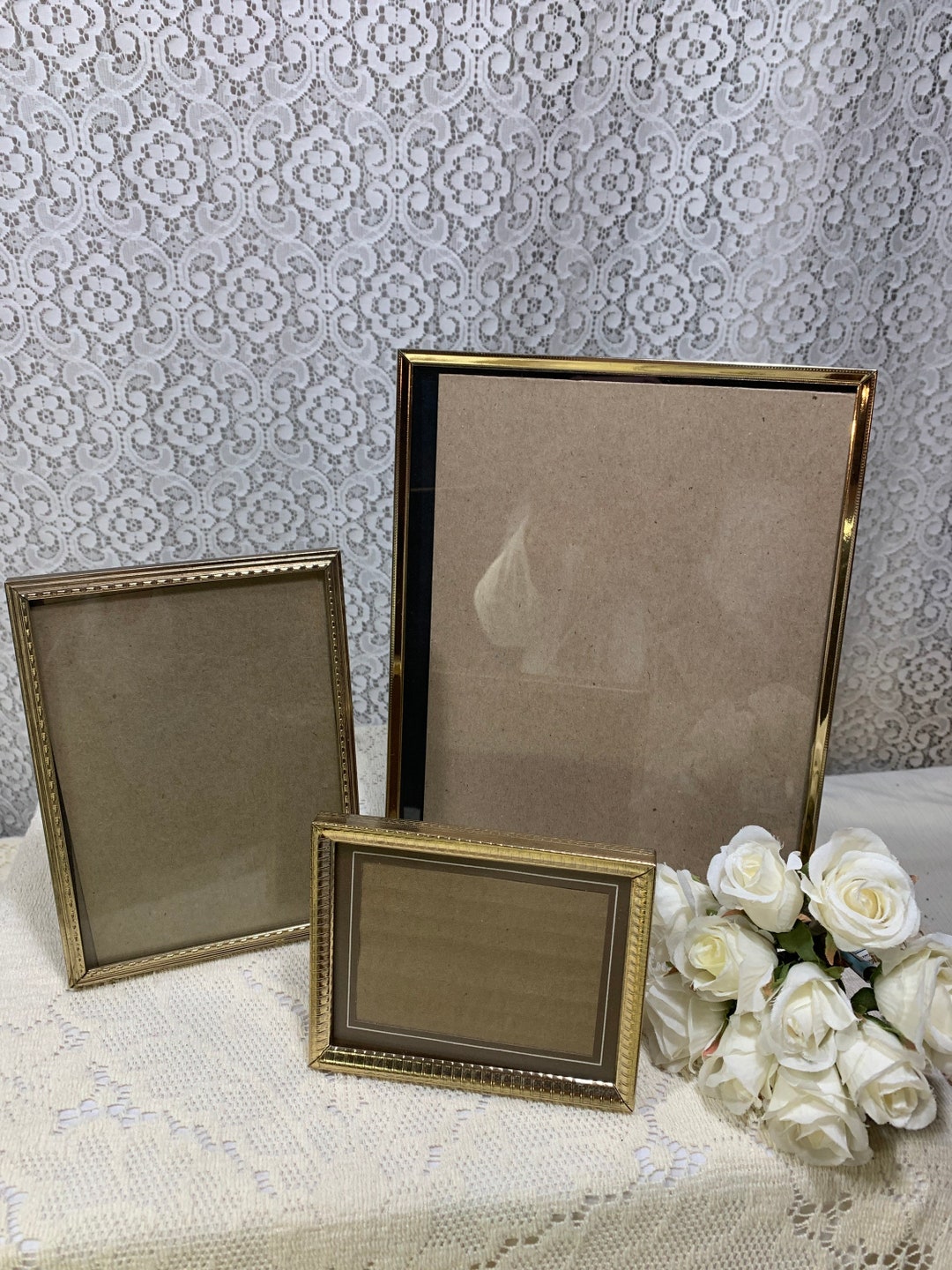 Vintage Gold Picture Frames, Set of Gold Picture Frames, 8x10 Picture