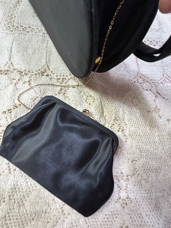 Vintage Black evening bag, vintage black purse, v… - image 6