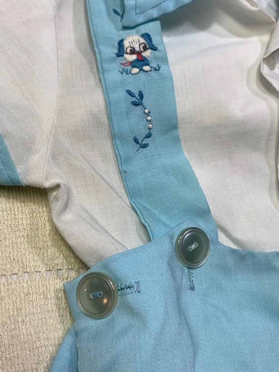 Vintage boys romper, 24M romper, blue romper, puppy romper View 2