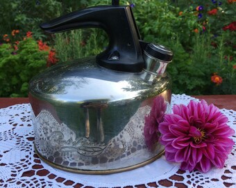 Vintage Revere ware teakettle, mini teakettle, small teakettle, whistling tea kettle all, vintage tea kettle, vintage teapot