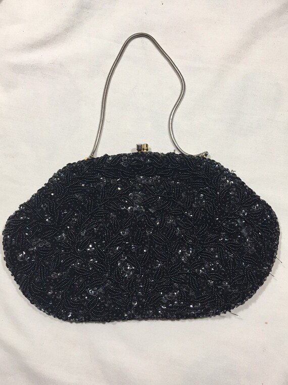 Richere Wolborg Black beaded purse, beaded clutch,