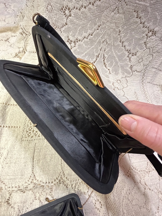 Vintage Black evening bag, vintage black purse, v… - image 5