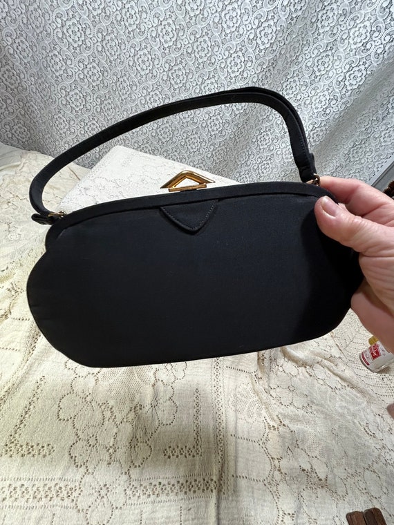 Vintage Black evening bag, vintage black purse, v… - image 3