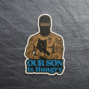 Funny Tattooed Cat Dad Sticker: Dark Bookish Humor