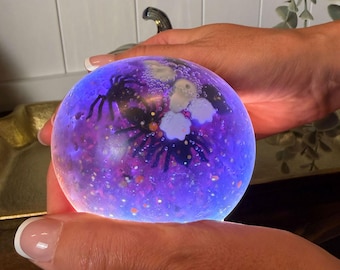 Halloween Squishy Stress Ball | Purple Spider Ghost Glitter | Gothic Sensory Toy