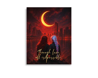 Crescent City Art Print: Bryce and Danika, Fantasy Moon - 11x14