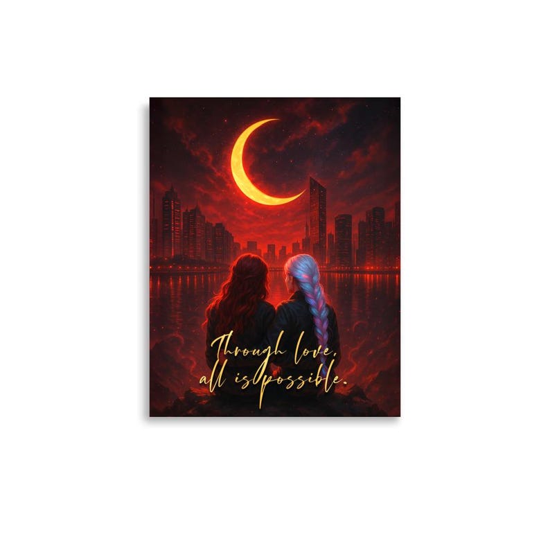 Bryce and Danika Poster, Crescent City Art Print, Bookish Wall Art, Romantasy Gift image 1