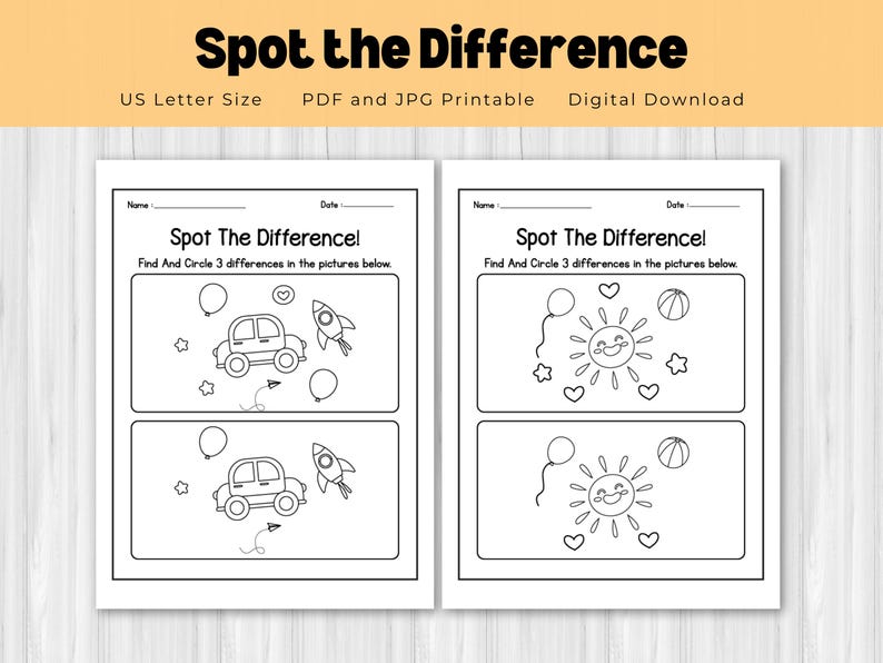 30 Spot the Difference Worksheet With Coloring Pages for Kids – Fun ...