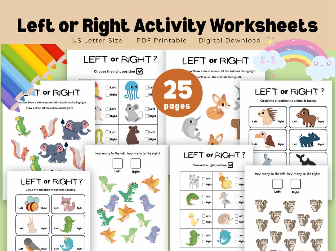 25 Page Left Vs. Right Worksheet Pack | Preschool & Kindergarten ...
