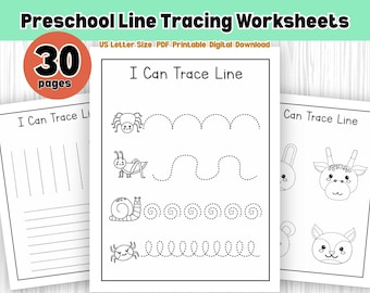 30 pagina's voorschoolse werkbladen voor lijntracering voor fijne motoriek, afdrukbare pdf voor voorbereidend schrijven voor vroege leerlingen