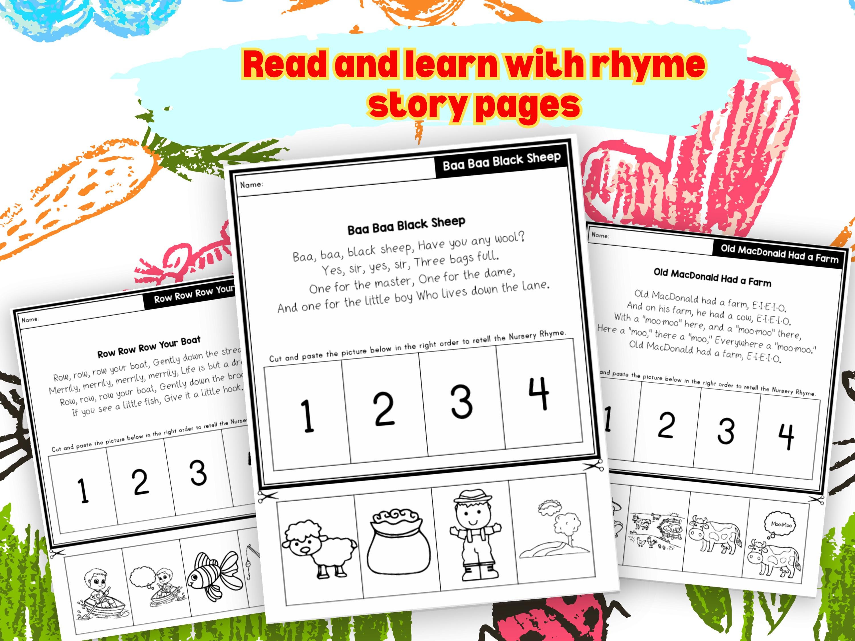 Nursery Rhyme Worksheets 14 Page for Preschool and Kindergarten With ...