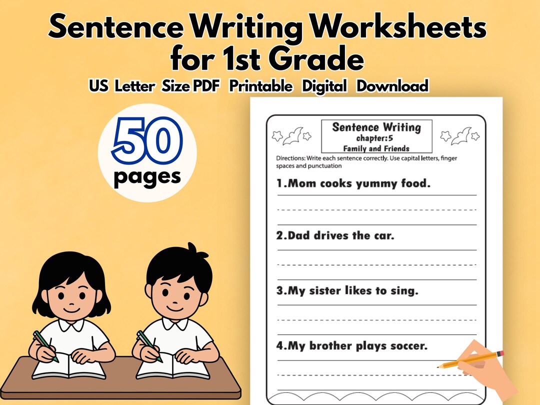 Sentence Writing Worksheets for 1st Grade, 50 Pages of Fun Sentence ...