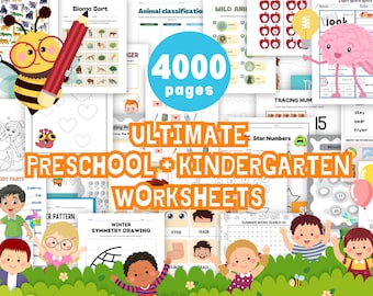 4000 Ultimate Preschool & Kindergarten Worksheet Bundle – Printable PDF Learning Activities, Tracing, Alphabet, Coloring, Spelling, Numbers