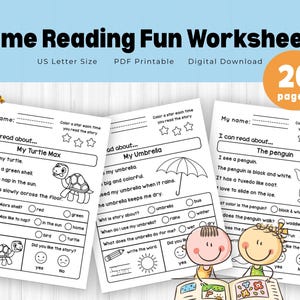 20-Page Kindergarten Literacy Worksheet Pack, Sentence Tracing, Reading, Grammar &and Coloring, Printable Preschool PDF