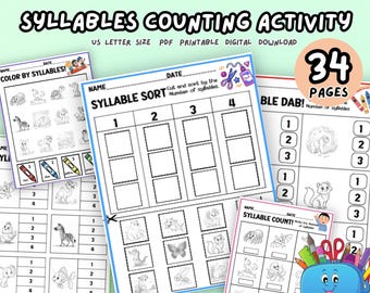 Hojas de trabajo para contar sílabas y aplaudir, 34 actividades fonéticas imprimibles para desarrollar la lectura en los más pequeños (archivo PDF)