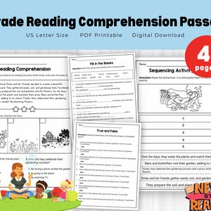 41-Page 1st Grade Reading Comprehension Worksheets | Printable Literacy PDF | Homeschool & Classroom Digital Download