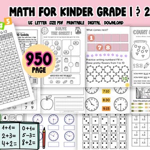 Printable Math Mega Bundle for Kindergarten, Grade 1 & Grade 2 – 950 Pages of Fun Math Worksheets for Kids