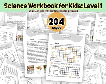 Fun Beginner Science Workbook for Young Learners, 204 Pages of Nature, Weather, Plant, and Animal Worksheets for Kids Ages 4–8