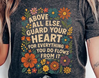 Guard Your Heart Proverbs 4:23 Christian Shirt Beach TShirt Faith Based Shirt Christian T Shirts Jesus Shirt Trendy Modest Christian Shirts