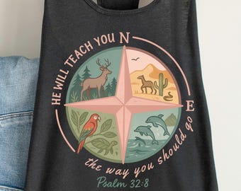 Psalm 32:8 Christian Shirts Christian Tank Top T Shirts Jesus Shirt Racerback Christian Apparel Jesus Apparel Christian Tank Top Bible Verse
