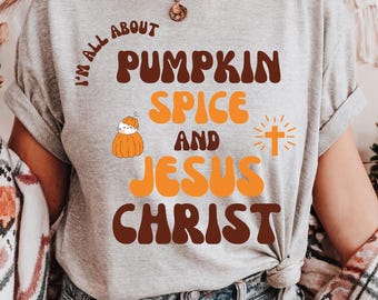 Alles über Pumpkin Spice und Jesus Christus Cat Christian Fall-T-Shirt Niedliches Herbst Glaube T-Shirt Pumpkin Spice Jesus Liebhaber Shirt Cozy Christian