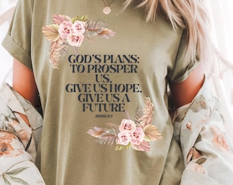 Gods Plans Jeremiah 29:11 Shirt | Christian Bella Canvas Tee | Inspirational Bible Verse Shirt