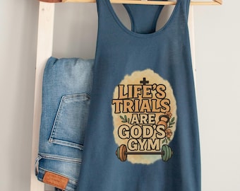 Lifes Trials Are Gods Gym Racerback Tank Top Christian Workout Tank Faith Fitness Shirt for Women Motivational Bible Gym Top