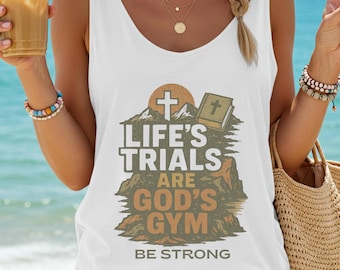 Lifes Trials Are Gods Gym Racerback Tank Top Christian Workout Tank Faith Fitness Bible Verse Gym Shirt for Women